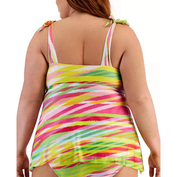 Becca Etc Womens Awaken Printed Tie-Strap Swim Tankini Top Plus Size 2X 14448 - Picture 2 of 2